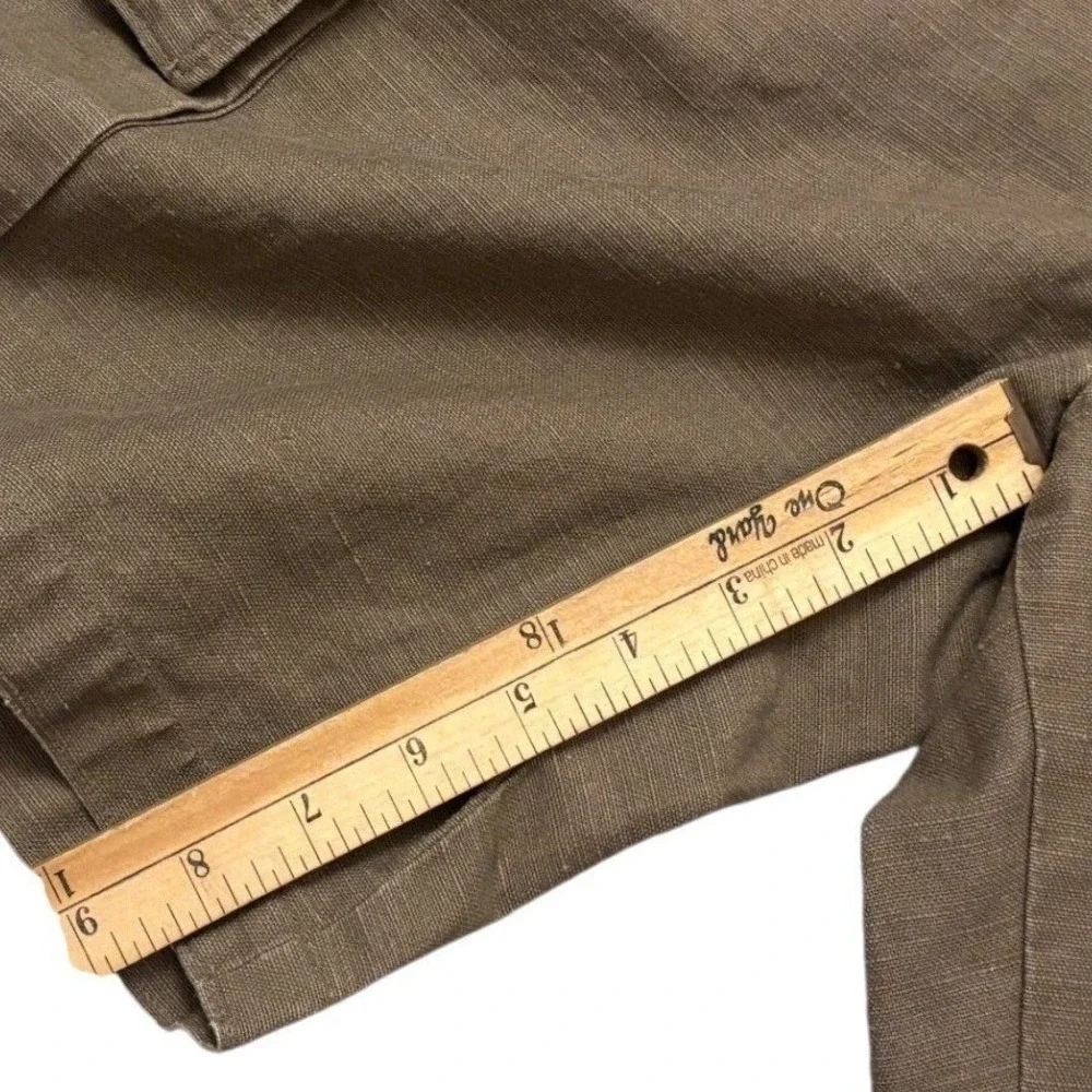 Vtg Y2K Banana Republic Linen Relax Fit Cargo Camp Shorts Men 34 Green Military